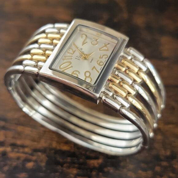 Vintage Watches Vivani Two Tone Stretch Band Rectangular Dial Quartz Watch - Picture 5 of 10